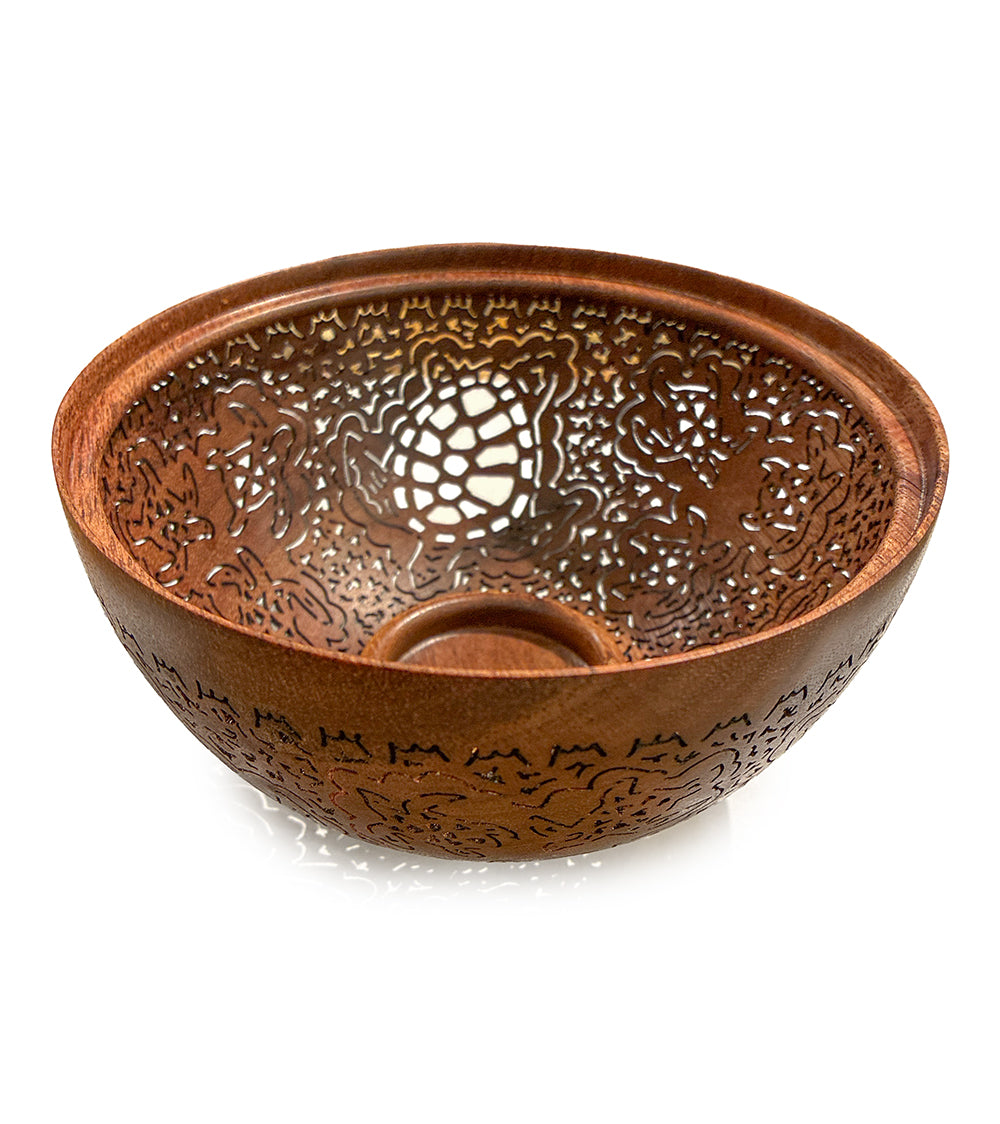 Pierced Koa Bowl "Honu" by Patrick and Peggy Bookey - BOOP44714