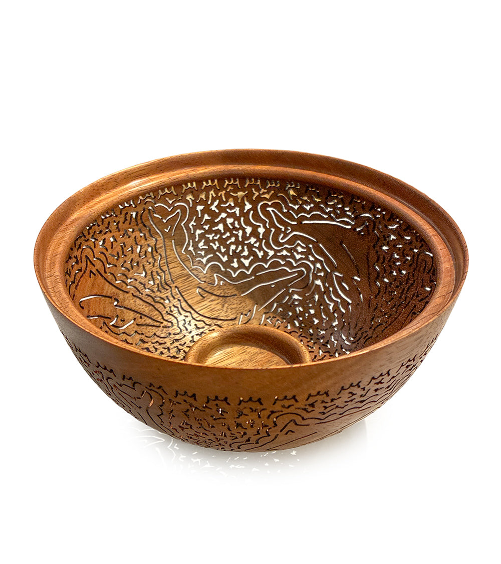 Pierced Koa Bowl "Whales" by Patrick and Peggy Bookey - BOOP44715