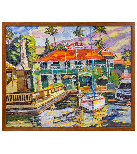 Stars & Stripes over Pioneer Inn, Lahaina by Mark Brown