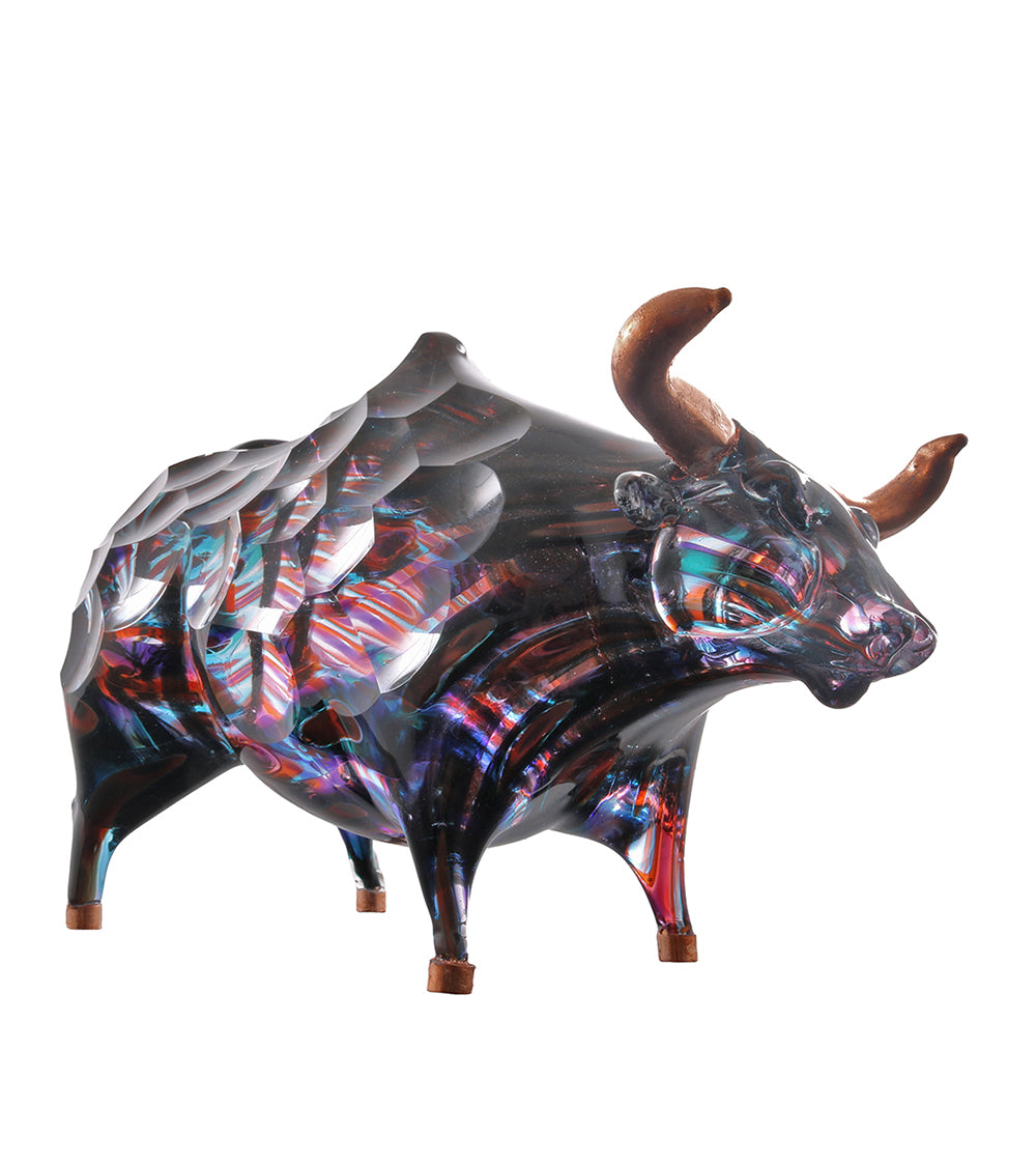 Glass Sculpture "Ethereal Bull" by Ben Silver