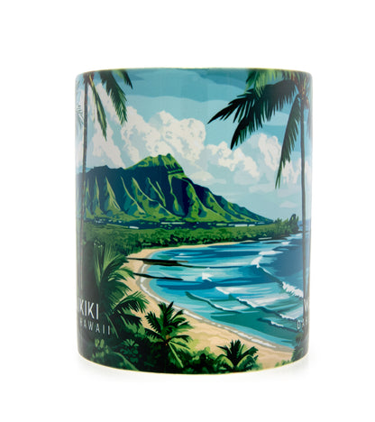 Taza de viaje con arte "Waikiki"