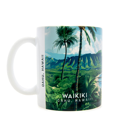 Taza de viaje con arte "Waikiki"