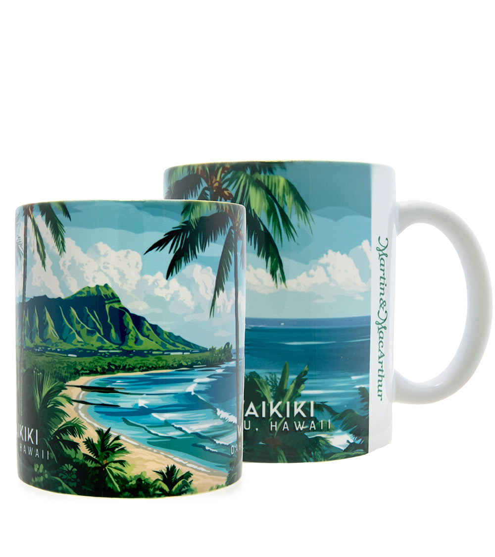 Taza de viaje con arte "Waikiki"