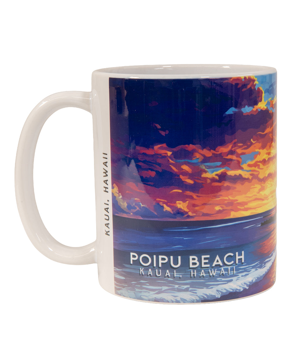 "Poipu Beach" Travel Art Mug