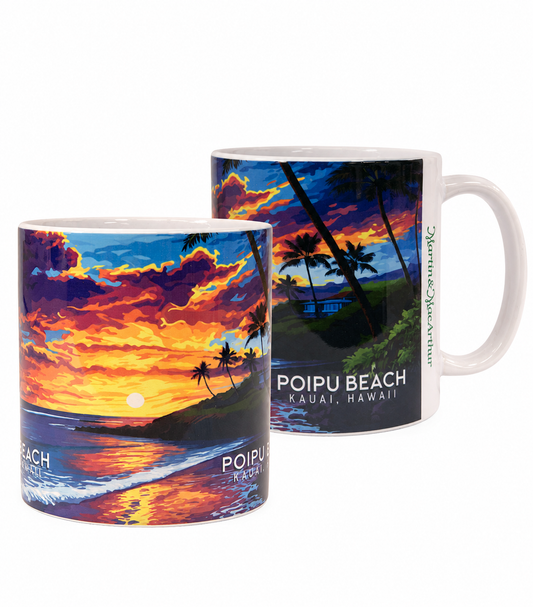"Poipu Beach" Travel Art Mug