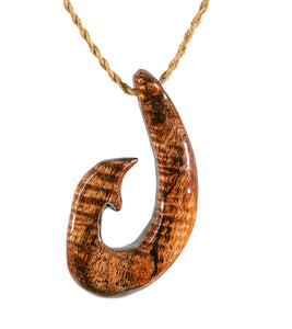 Curly Koa Ulua Hook Pendant