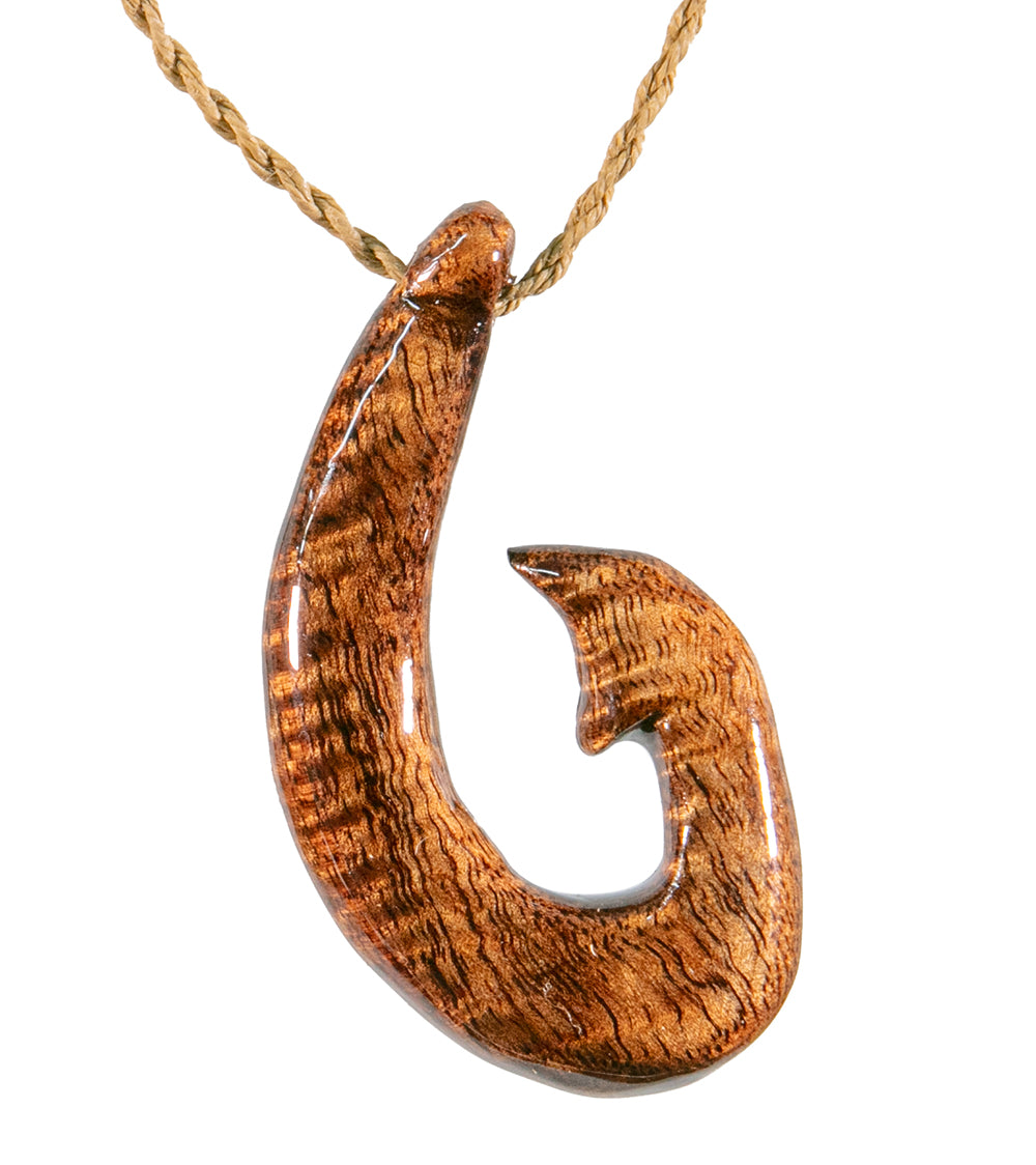 Curly Koa Ulua Hook Pendant