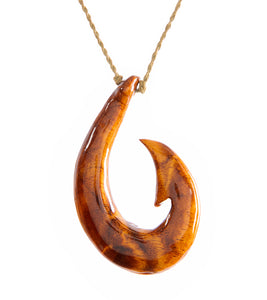 Curly Koa Ulua Hook Pendant