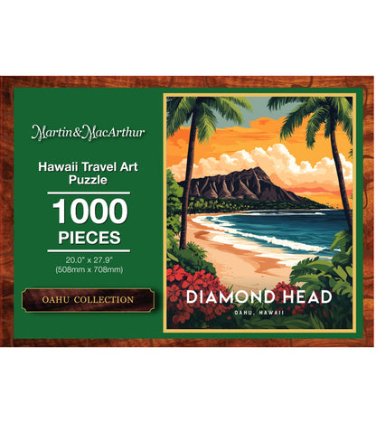 "Diamond Head" Hawaii Travel Art Jigsaw Puzzle