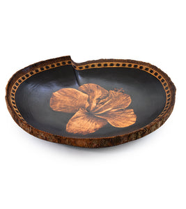 Pyrography Mango Bowl "Hibiscus 38830C" by Dino Muradian