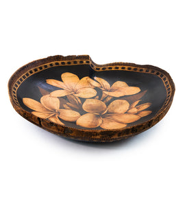 Pyrography Mango Bowl "Plumerias 38832C" by Dino Muradian