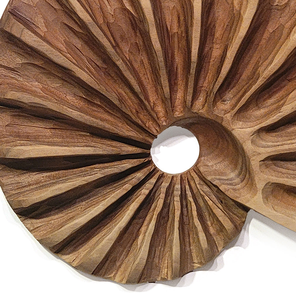 アンディ・ディピエトロ作の壁面彫刻「漂白クルミ材フィボナッチシェル」