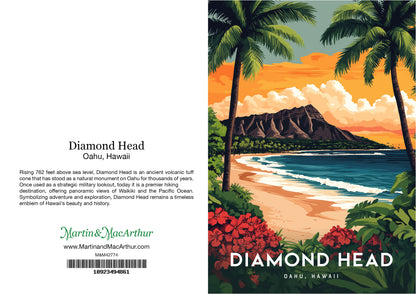 Greeting Card "Diamond Head, Oahu" Hawaii Travel Art