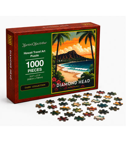 "Diamond Head" Hawaii Travel Art Jigsaw Puzzle