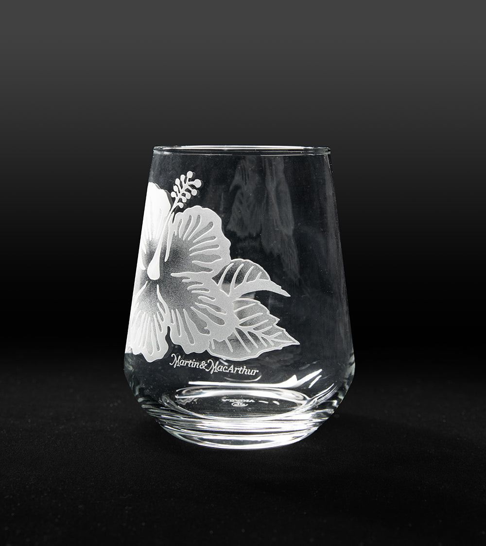 Hibisco sin tallo grabado en arena. Juego de 2 