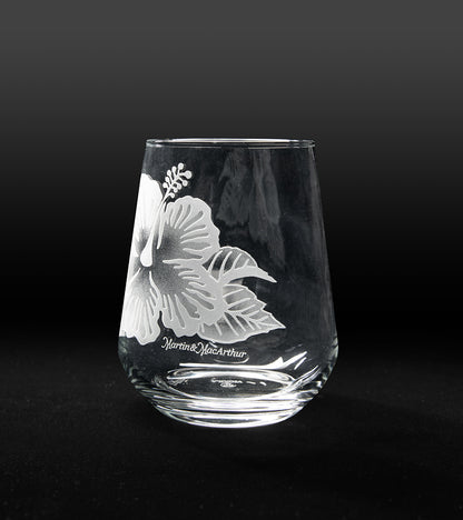 Hibisco sin tallo grabado en arena. Juego de 2 