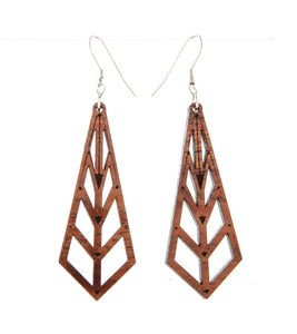 Koa Earrings "Engraved Diamond"