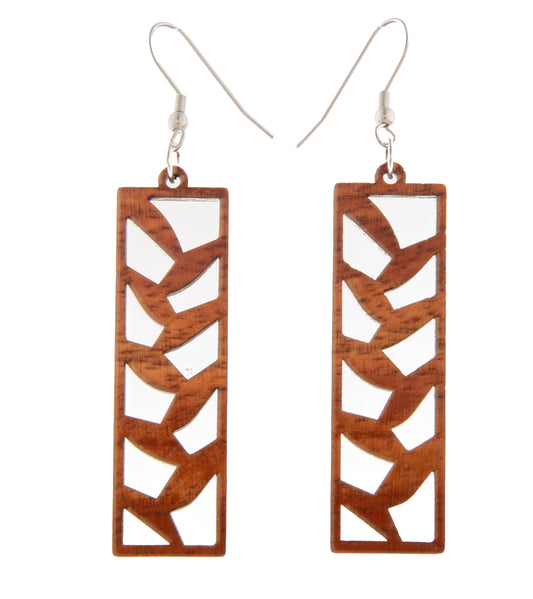 Pendientes de koa "Heliconia rectangular"