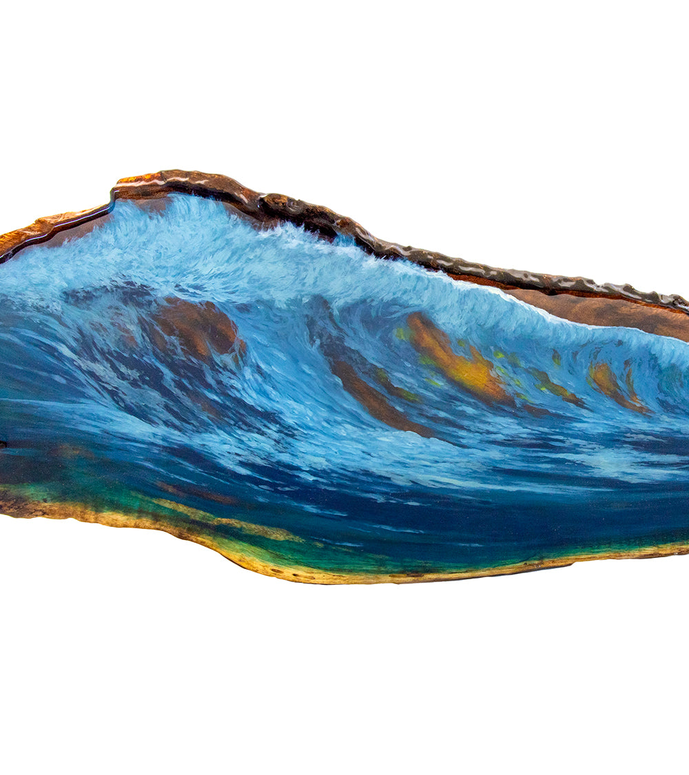 Pintura original sobre koa "Anticipación" de Philip Gagnon 36x9