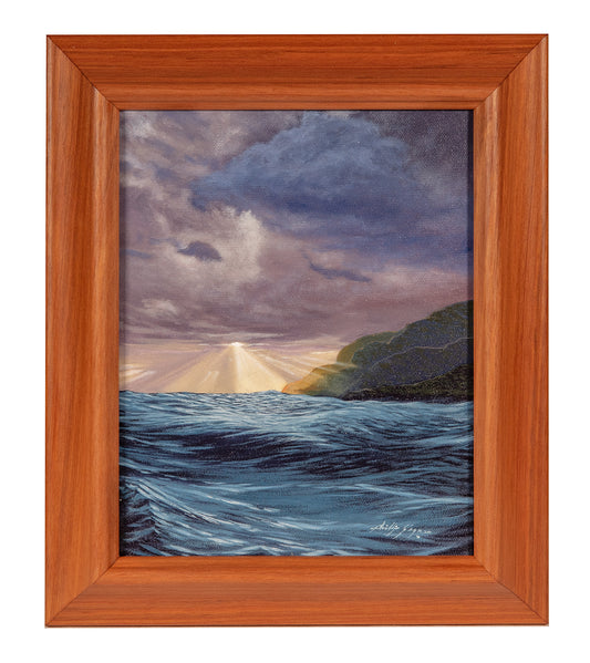 Original Painting "Ocean Sunset (Hope Breaks Through)" by Philip Gagnon 7x9