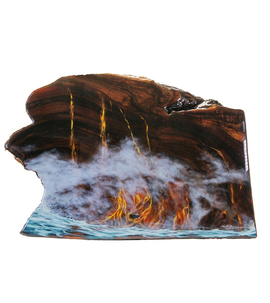 Original Painting on Koa "Fire Meets Water" by Philip Gagnon 18 x 13