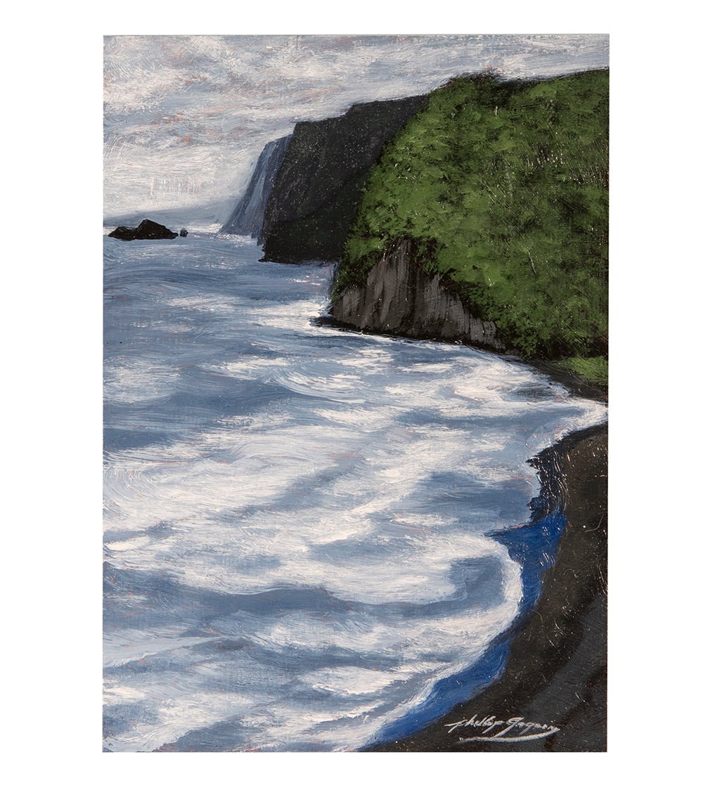 フィリップ・ガニオンによるオリジナル絵画「Coastal Waters」7x5