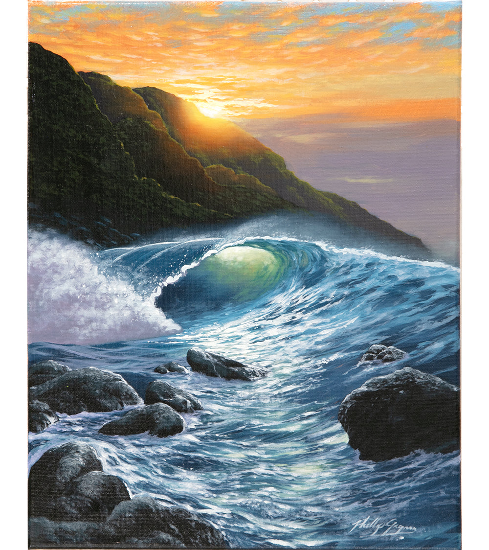 Pintura original "Reflejo en la playa (Reflejos celestiales)" de Philip Gagnon 12x9