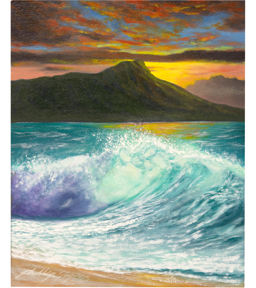 Pintura original "Reflejo en la playa (Reflejos celestiales)" de Philip Gagnon 12x9