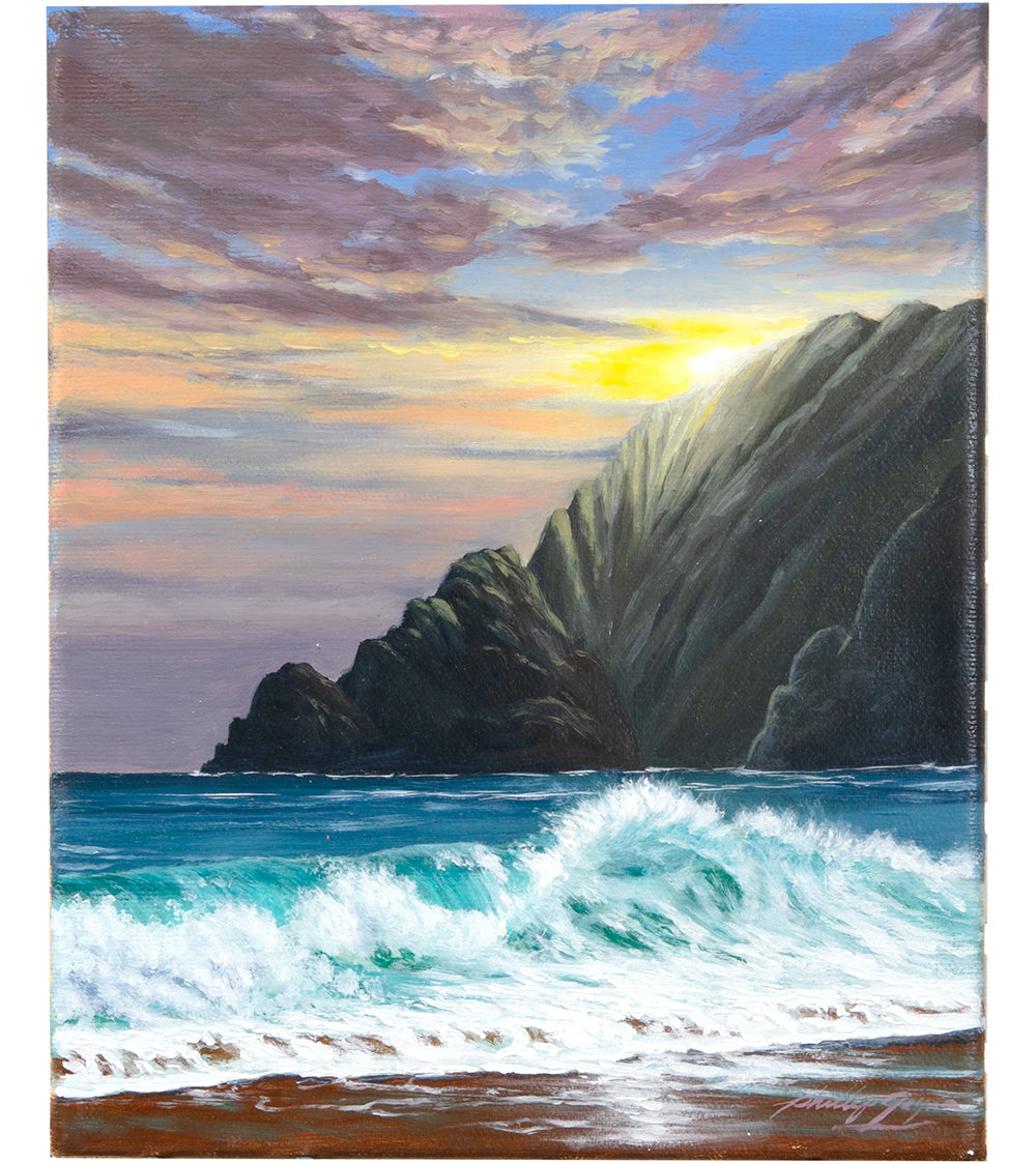 Pintura original "Reflejo en la playa (Reflejos celestiales)" de Philip Gagnon 12x9
