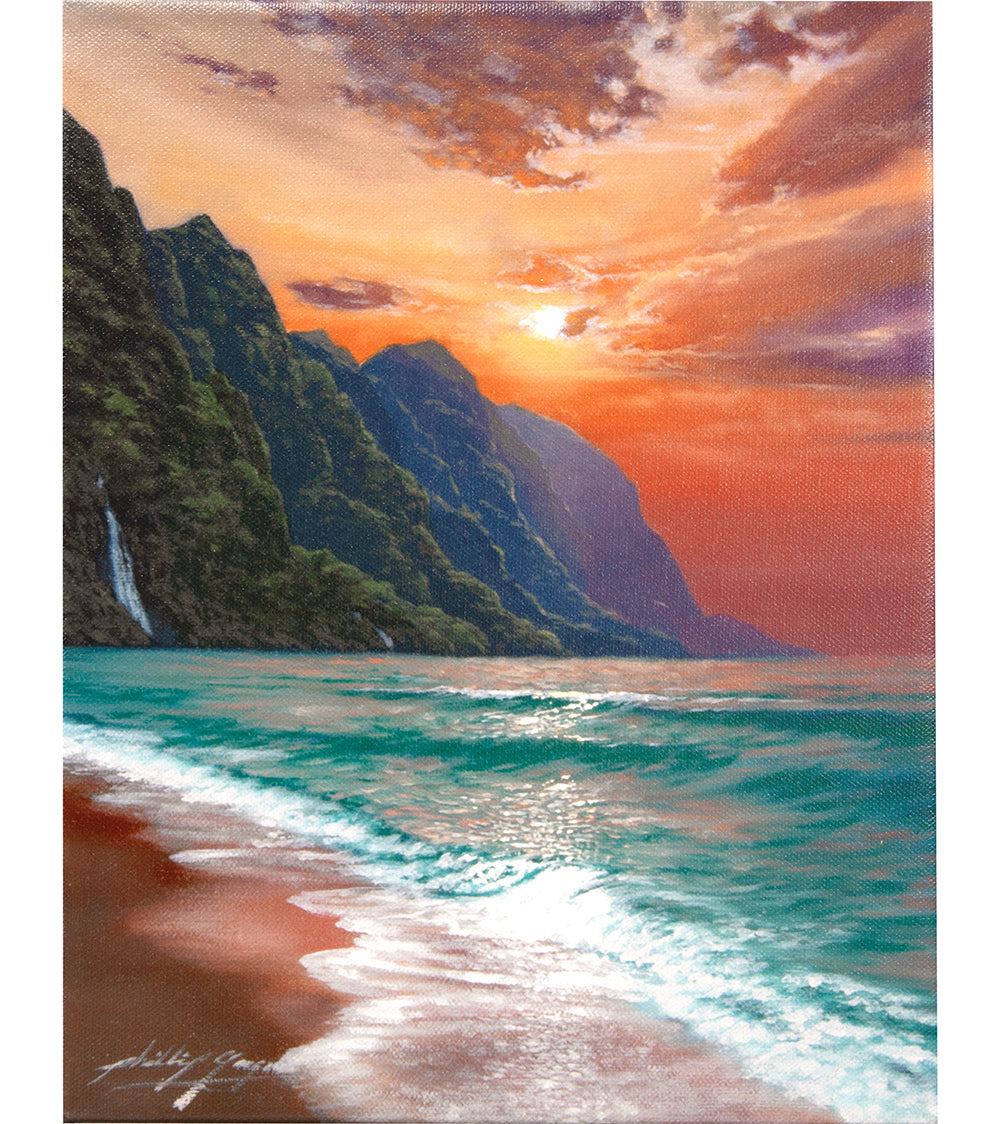 Pintura original "Reflejo en la playa (Reflejos celestiales)" de Philip Gagnon 12x9