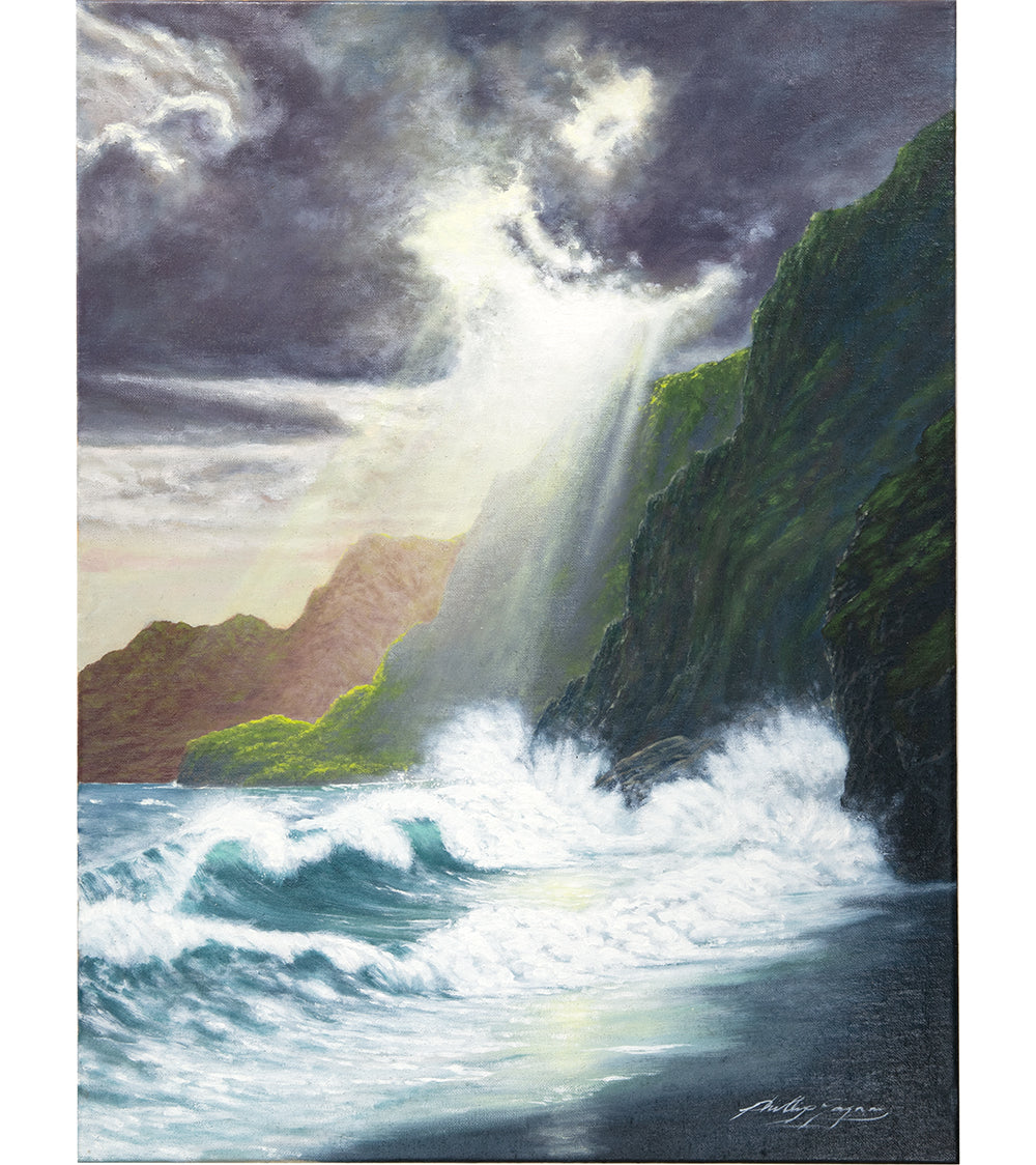 Pintura original "Reflejo en la playa (Reflejos celestiales)" de Philip Gagnon 12x9