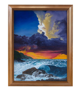 Original Painting "Shorebreak" by Philip Gagnon 12x16 supporting Maui fire relief efforts