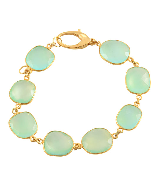 Checkerboard Faceted Blue Calcedony Bracelet by Galit