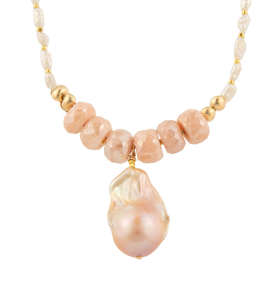 Pink, Golden & Purple Baroque Pearl Necklace by Galit
