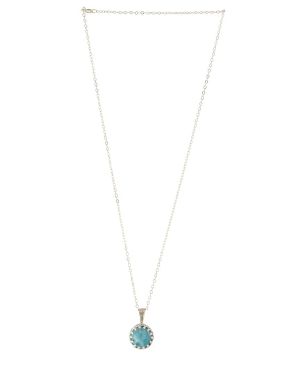 Double-Sided Larimar round cab and Pink Conch shell Necklace by Galit