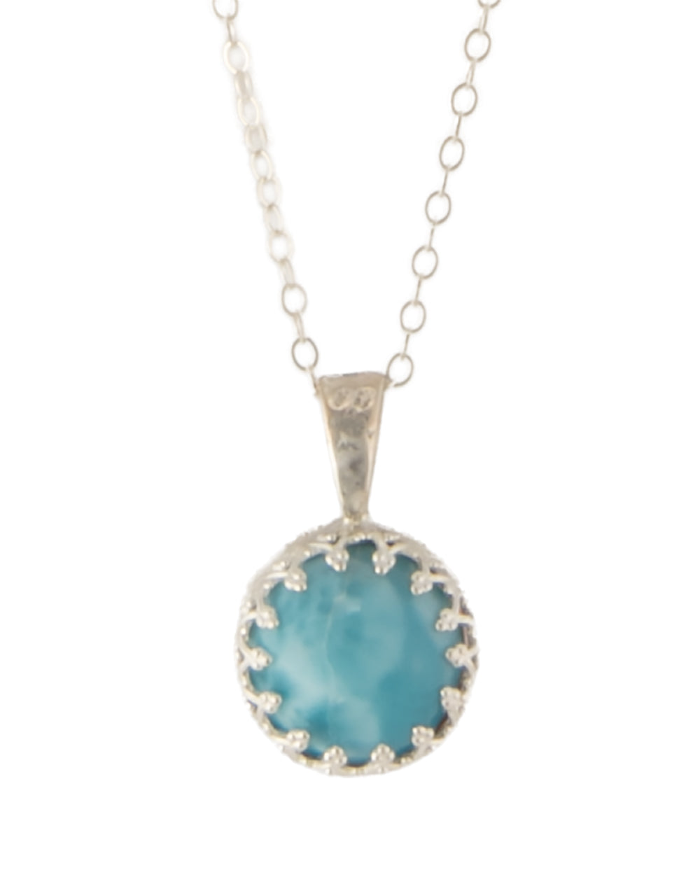 Double-Sided Larimar round cab and Pink Conch shell Necklace by Galit