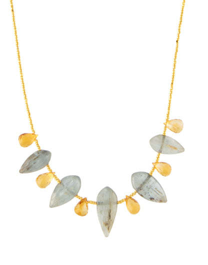 Blue Kynite & Golden Citrine Necklace by Galit