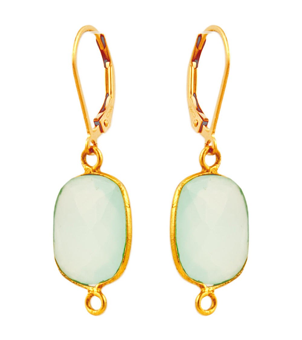 Checkerboard Faceted Blue Calcedony Earrings by Galit