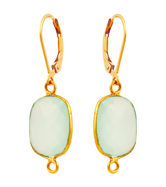 Checkerboard Faceted Blue Calcedony Earrings by Galit