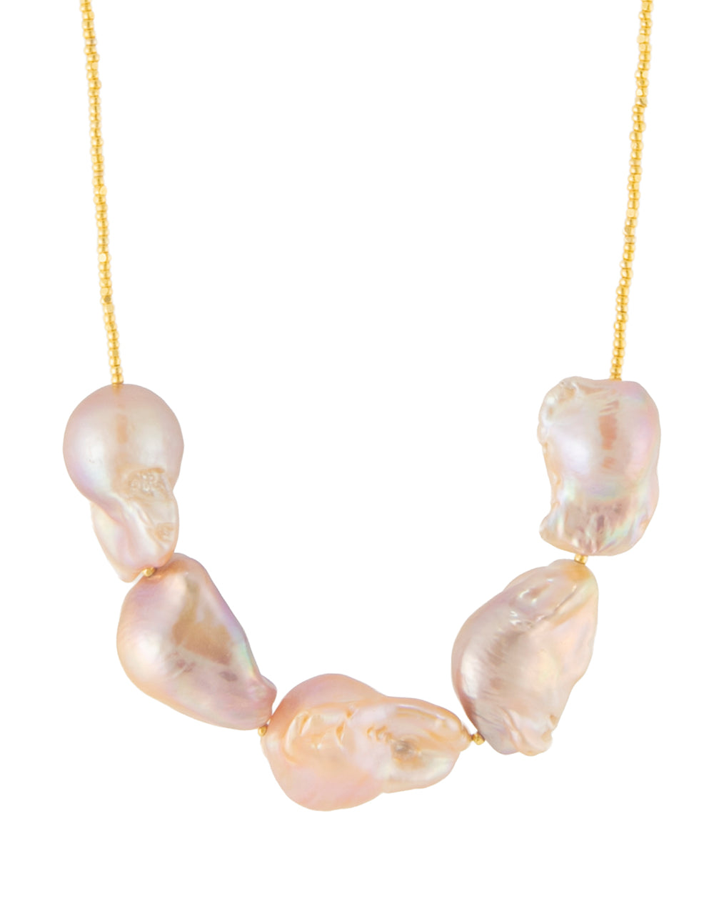 Pink, Golden & Purple Baroque Pearl Necklace by Galit