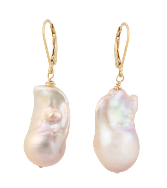 Pink, Green & Purple Baroque Pearl Earrings by Galit