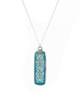 Long Blue Enamel Pendant Necklace by Galit