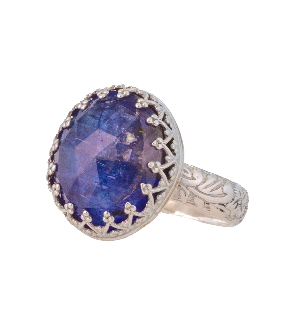 Raw Faceted Tanzanite Ring in Argentium Silver by Galit