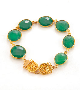 Checkerboard Faceted Green Onyx Bracelet by Galit