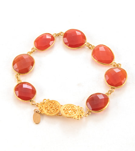 Checkerboard Faceted Carnelian Bracelet by Galit