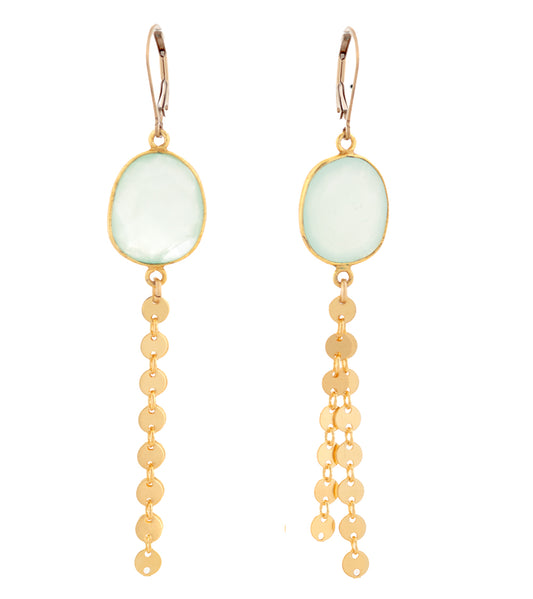 Checkerboard Faceted Blue Calcedony Earrings by Galit