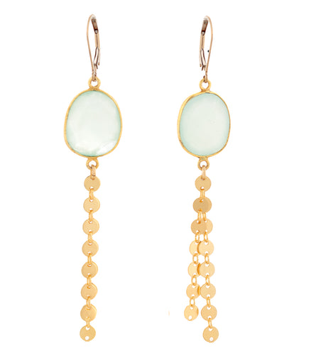 Checkerboard Faceted Blue Calcedony Earrings by Galit