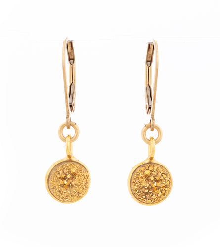 Gold Druzy Agate coated Titanium Earrings by Galit