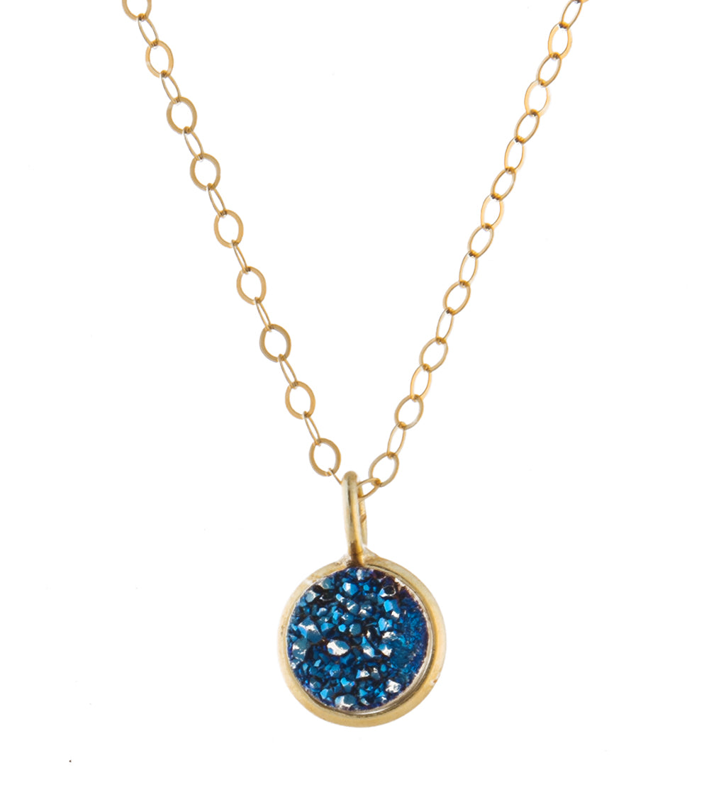 Blue Tone Druzy Agate Coated Necklace by Galit