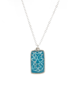 Blue Enamel and Argentium Silver Necklace by Galit